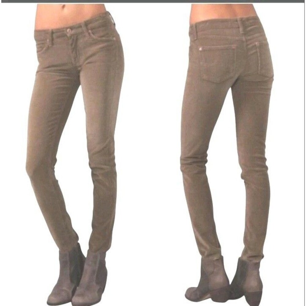 Vince Women's Olive Green Corduroy Mid-rise Straight Leg Jeans 26x27